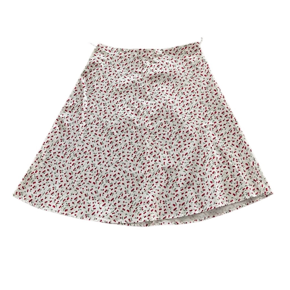 Floral A-Line Skirt - Red and White